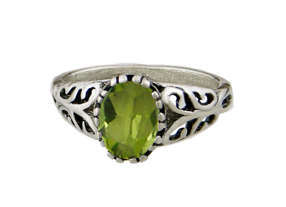 Sterling Silver Gemstone Ring With Peridot Size 5